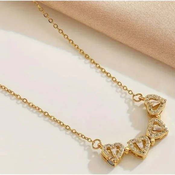 18K Gold Plated Stained Flower Pendant Necklace Clover Statement Elegant - Picture 4 of 5